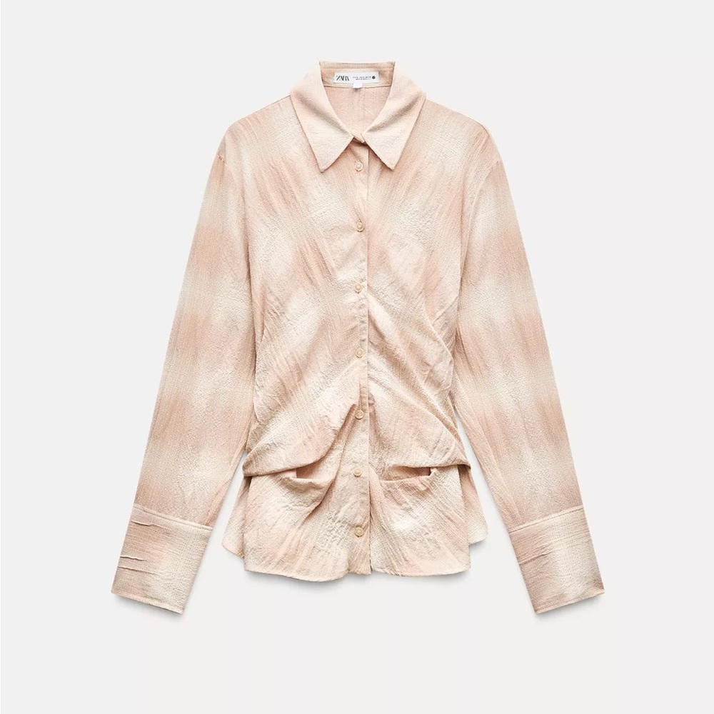 New Zara Light Beige Textured Blouse (original price $69)